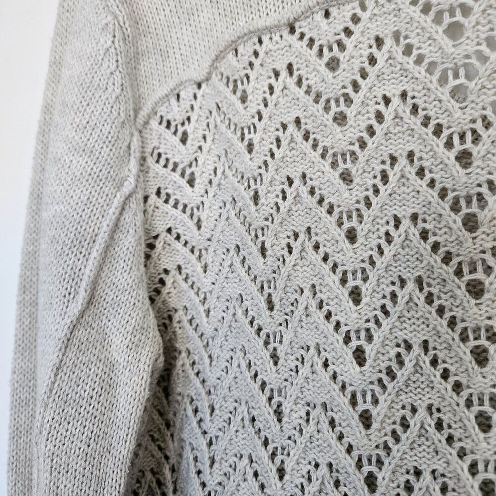 Cotton by Autumn Cashmere Women's Heathered Cream/grey pullover sweater, Large - Picture 3 of 10